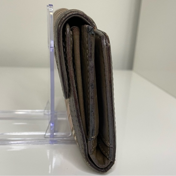 Burberry Blue Label Brown Plaid Canvas Wallet - Picture 4 of 9